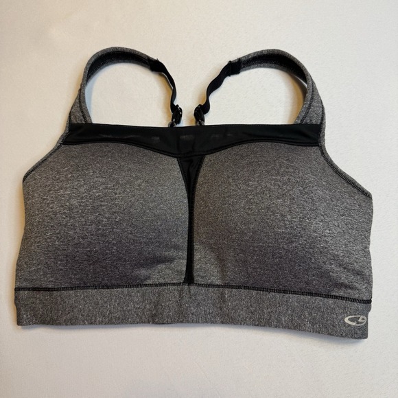 Champion Sports Bra Gray and Black Sz 34DD Gym Workout Med Support Compression - Picture 1 of 8